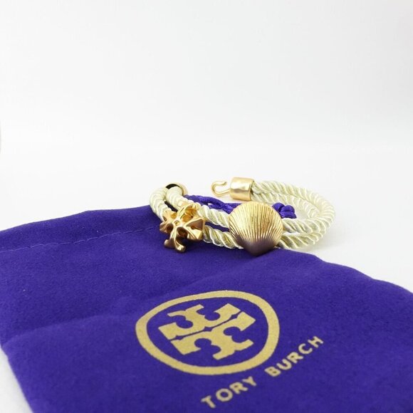 Tory Burch Shell Logo Rope Bracelet Ivory OS - Picture 2 of 12